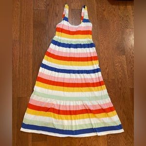 J. Crew Tiered Maxi Dress in Rainbow Stripe